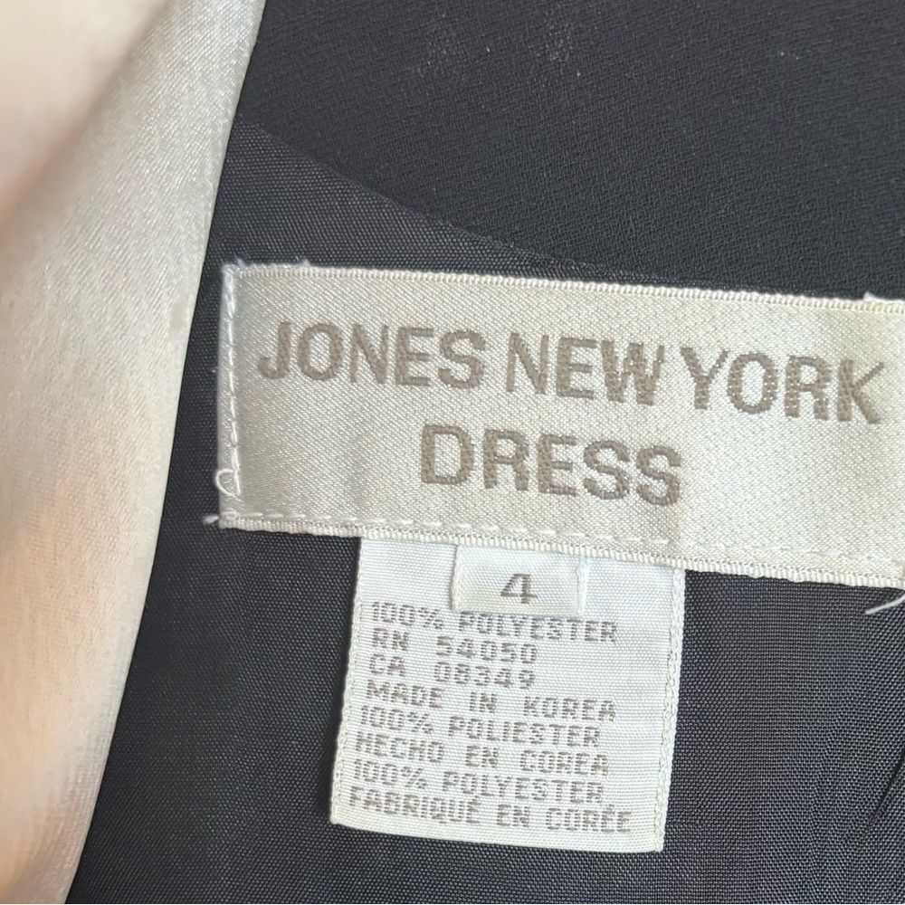 Vintage Jones of New York Black Wide Leg Jumpsuit White Satin Trim Long Sleeve 4 - Picture 5 of 10